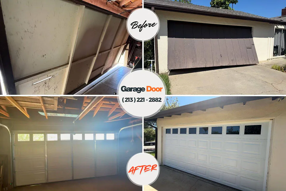 Before and after: garage door repair Poulsbo, WA